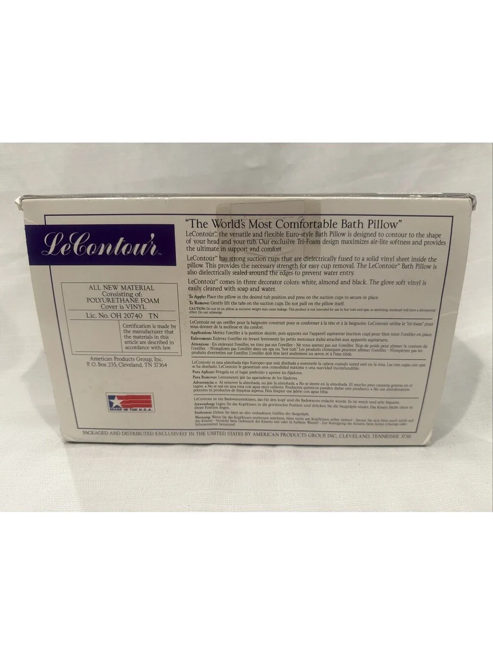 Le Contour White Foam Bath Pillow NIB Luxury Bath Cushion Comfort Spa
